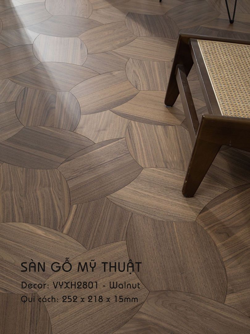 Sàn Gỗ Mỹ Thuật Walnut 15mm VYXH2801