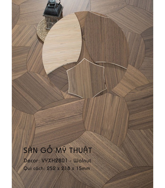 Sàn Gỗ Mỹ Thuật Walnut 15mm VYXH2801