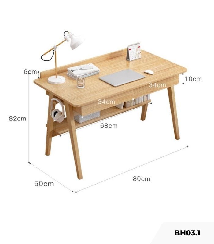 Bàn học BH03.1 80x50 - Vân gỗ nhạt