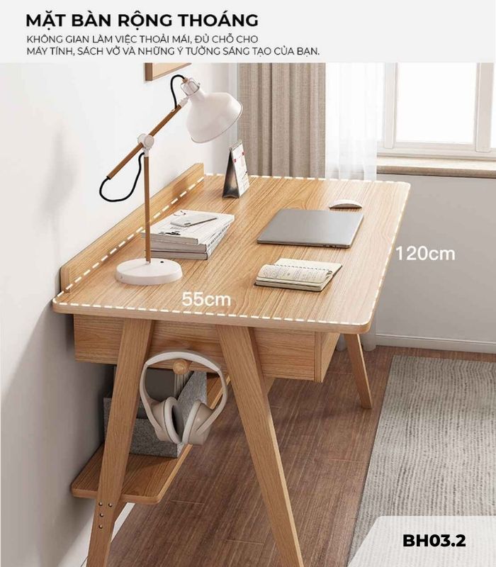 Bàn học BH03.2 120x55 - Vân gỗ nhạt