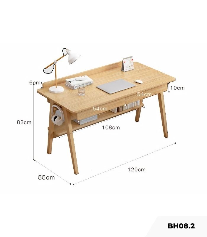 Bàn học BH08.2 120x55 - Vân gỗ nhạt