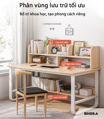 Bàn học BH09.4 120x50 - Vân gỗ nhạt