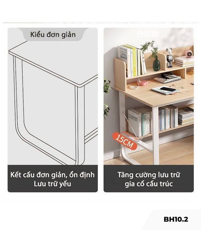 Bàn học BH10.2 80x50 - Vân gỗ nhạt