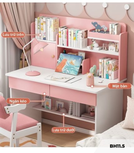 Bàn học BH11.5 100x50 - Hồng