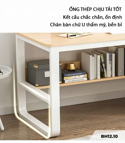 Bàn học BH12.10 120x50 - Gỗ kết hợp Trắng