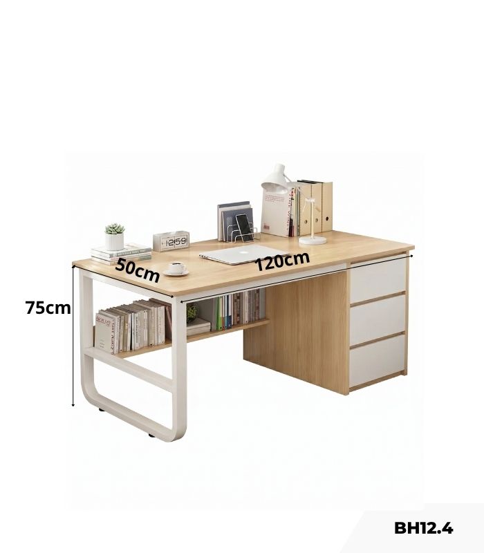 Bàn học BH12.4 120x50 - Gỗ kết hợp Trắng