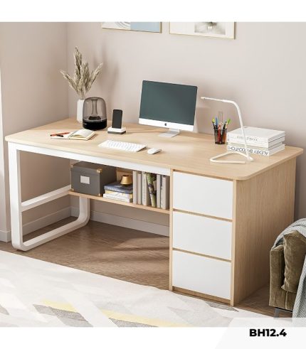 Bàn học BH12.4 120x50 - Gỗ kết hợp Trắng