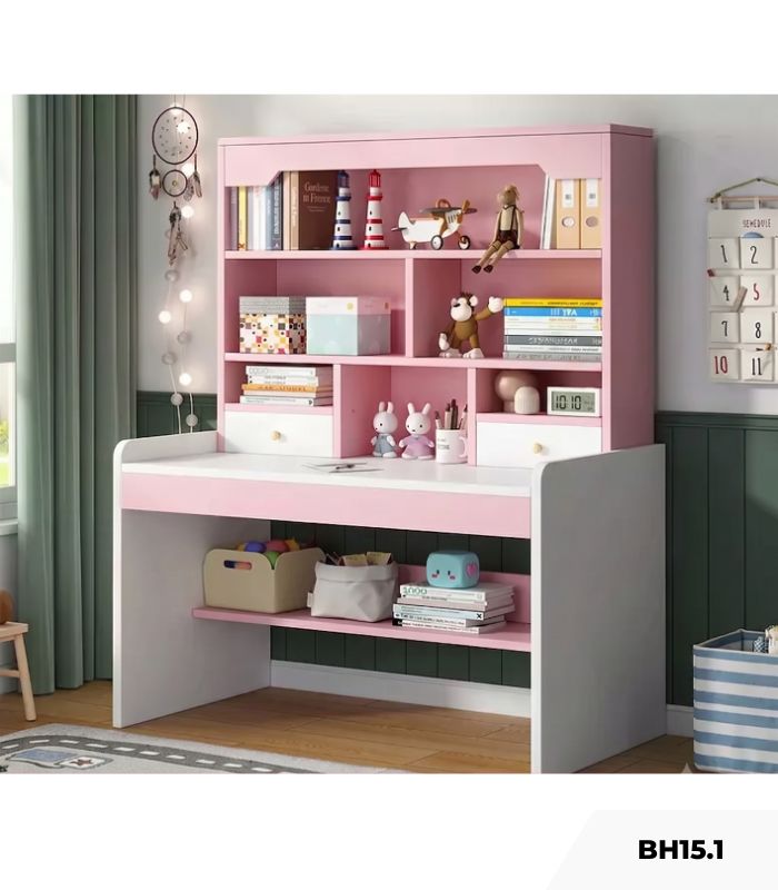 Bàn học BH15.1 100x50 - Trắng kết hợp Hồng