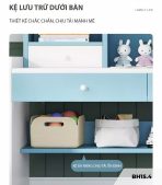 Bàn học BH15.4 100x50 - Trắng kết hợp Xanh dương