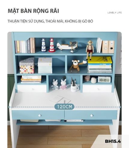 Bàn học BH15.4 100x50 - Trắng kết hợp Xanh dương
