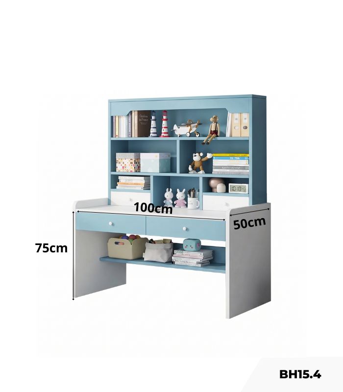 Bàn học BH15.4 100x50 - Trắng kết hợp Xanh dương