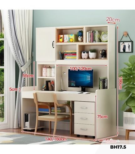 Bàn học BH17.5 160x50 - Trắng