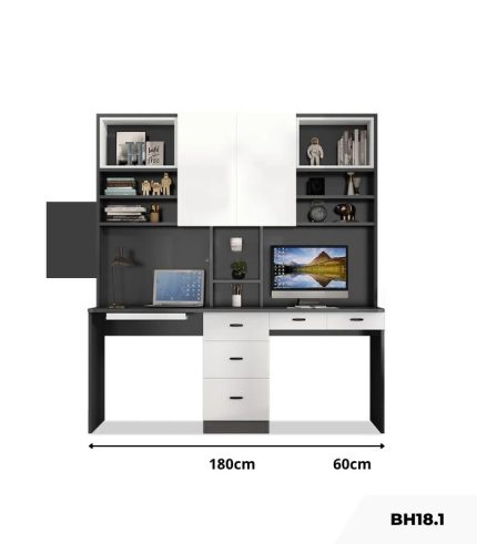 Bàn học BH18.1 180x60 - Trắng kết hợp Ghi