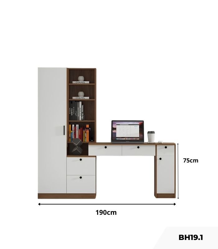 Bàn học BH19.1 190x50 - Gỗ kết hợp Trắng