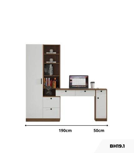 Bàn học BH19.1 190x50 - Gỗ kết hợp Trắng