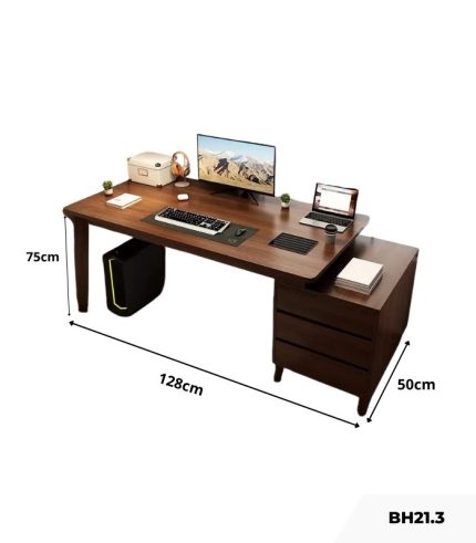 Bàn học BH21.3 100-128x50 - Vân gỗ đậm