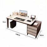 Bàn học BH21.4 100-128x50 - Vân gỗ đậm kết hợp Trắng Ghi