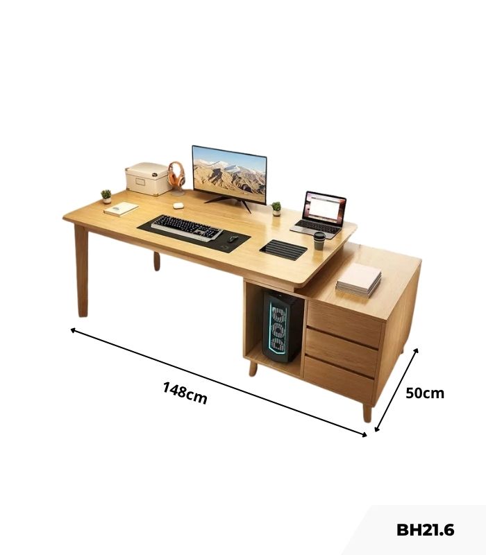 Bàn học BH21.6 100-148x50 - Vân gỗ nhạt