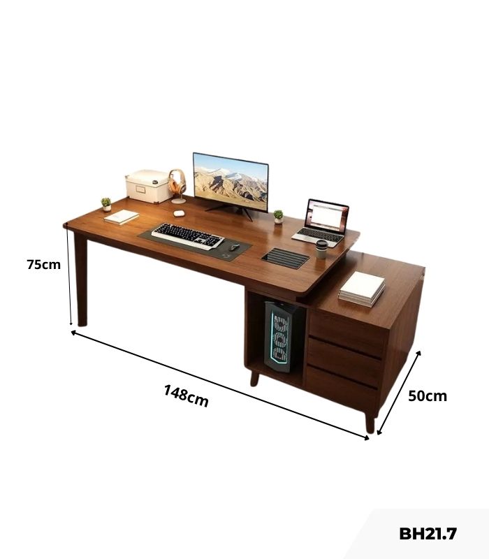 Bàn học BH21.7 100-148x50 - Vân gỗ đậm