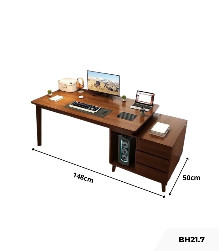 Bàn học BH21.7 100-148x50 - Vân gỗ đậm