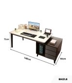 Bàn học BH21.8 100-148x50 - Vân gỗ đậm kết hợp Trắng Ghi