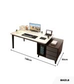 Bàn học BH21.8 100-148x50 - Vân gỗ đậm kết hợp Trắng Ghi