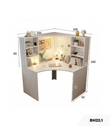 Bàn học BH22.1 100x100 - Trắng