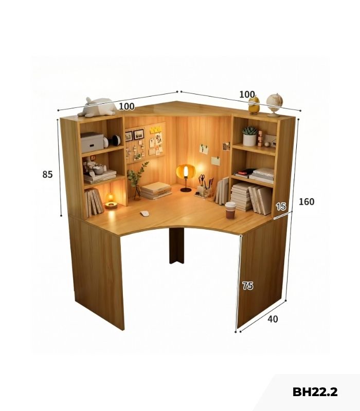Bàn học BH22.2 100x100 - Vân gỗ nhạt