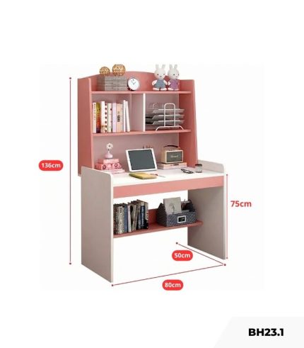 Bàn học BH23.1 80x50 - Trắng kết hợp Hồng