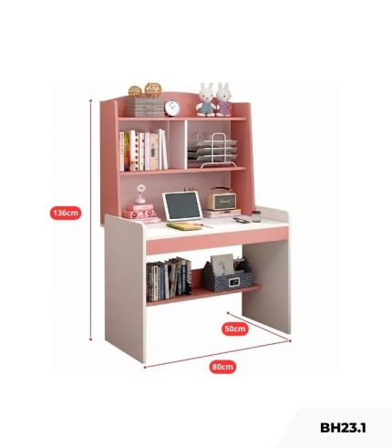 Bàn học BH23.1 80x50 - Trắng kết hợp Hồng