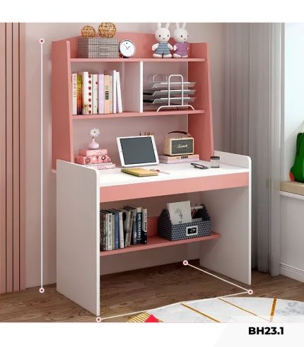 Bàn học BH23.1 80x50 - Trắng kết hợp Hồng