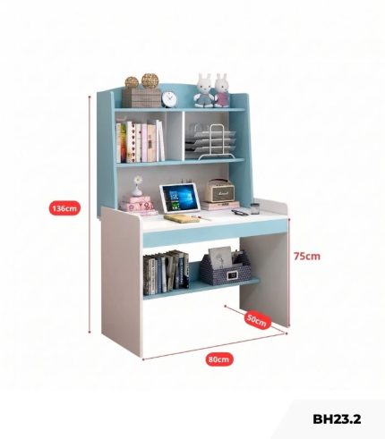 Bàn học BH23.2 80x50 - Trắng kết hợp Xanh dương