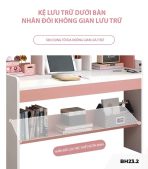 Bàn học BH23.2 80x50 - Trắng kết hợp Xanh dương