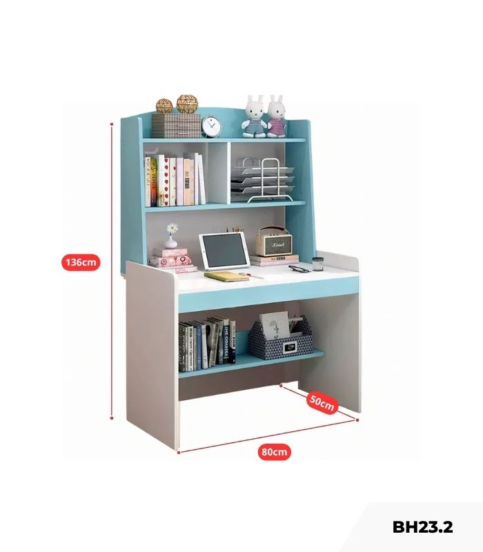 Bàn học BH23.2 80x50 - Trắng kết hợp Xanh dương