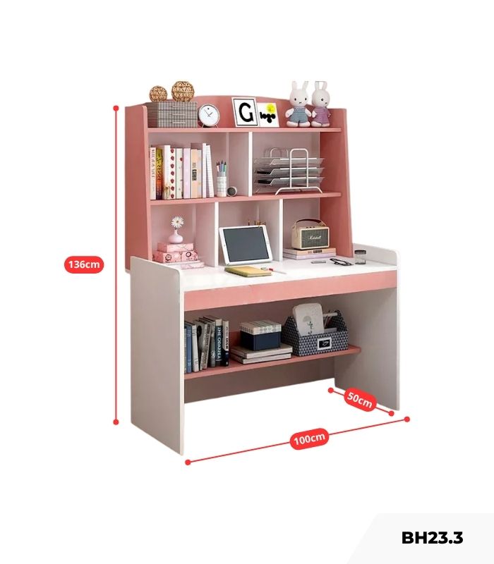 Bàn học BH23.3 100x50 - Trắng kết hợp Hồng