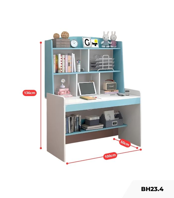 Bàn học BH23.4 100x50 - Trắng kết hợp Xanh dương