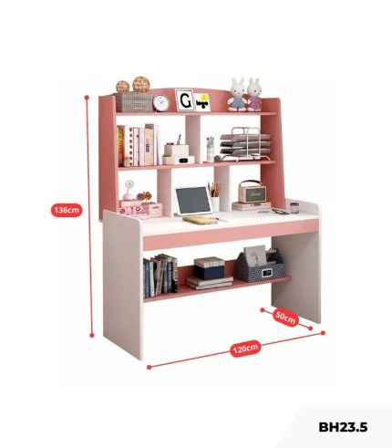 Bàn học BH23.5 120x50 - Trắng kết hợp Hồng