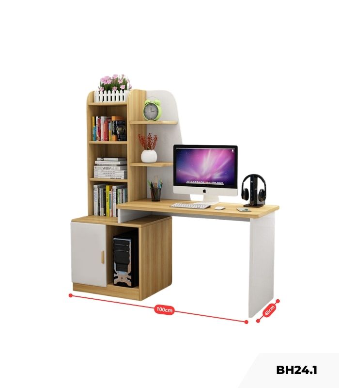 Bàn học BH24.1 100x45 - Vân gỗ nhạt kết hợp Trắng