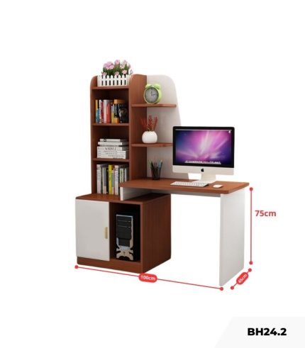 Bàn học BH24.2 100x45 - Vân gỗ đậm kết hợp Trắng