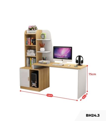 Bàn học BH24.3 120x50 - Vân gỗ nhạt kết hợp Trắng