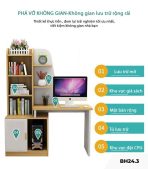 Bàn học BH24.3 120x50 - Vân gỗ nhạt kết hợp Trắng