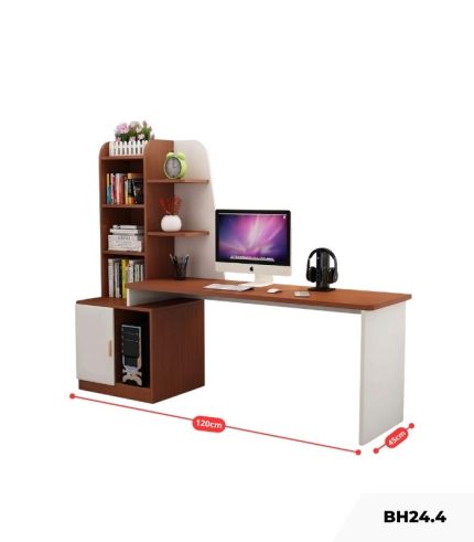 Bàn học BH24.4 120x50 - Vân gỗ đậm kết hợp Trắng