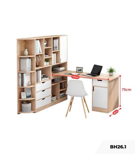 Bàn học BH26.1 120x45 - Vân gỗ nhạt kết hợp Trắng