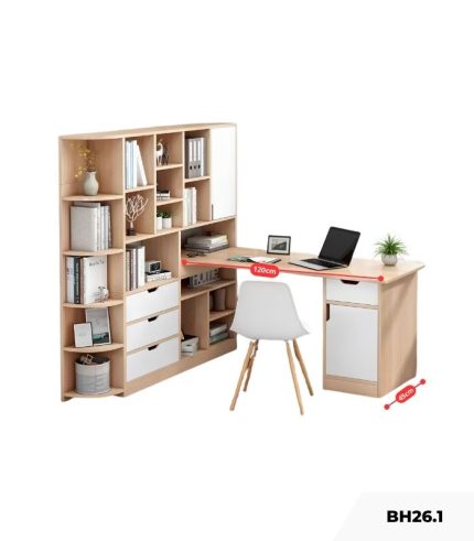 Bàn học BH26.1 120x45 - Vân gỗ nhạt kết hợp Trắng