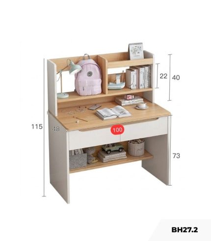 Bàn học BH27.2 100x50 - Vân gỗ nhạt kết hợp Trắng