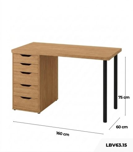 Bàn làm việc IKEA 1 Tủ LBV63.15 160x60 - Vân gỗ nhạt