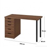 Bàn làm việc IKEA 1 Tủ LBV63.24 200x60 - Vân gỗ đậm