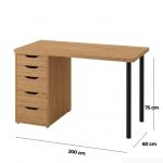Bàn làm việc IKEA 1 Tủ LBV63.25 200x60 - Vân gỗ nhạt