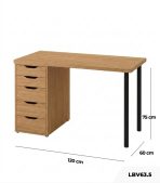 Bàn làm việc IKEA 1 Tủ LBV63.5 120x60 - Vân gỗ nhạt