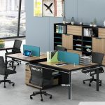 Cụm bàn làm việc 4 người LBV64.1 280x120 - Vân gỗ nhạt